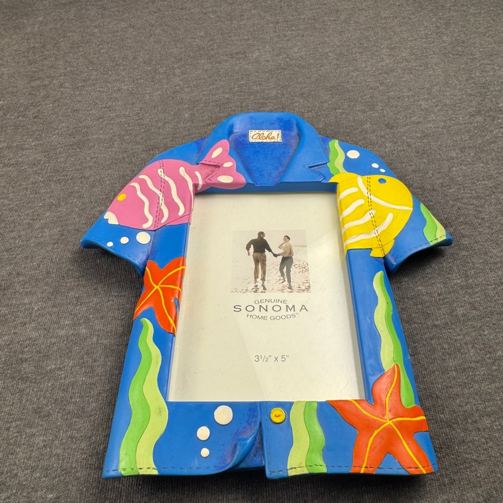 Sonoma Home Goods Aloha Shirt Picture Frame ‎ Starfish Beach Theme 3.5x5 Photo